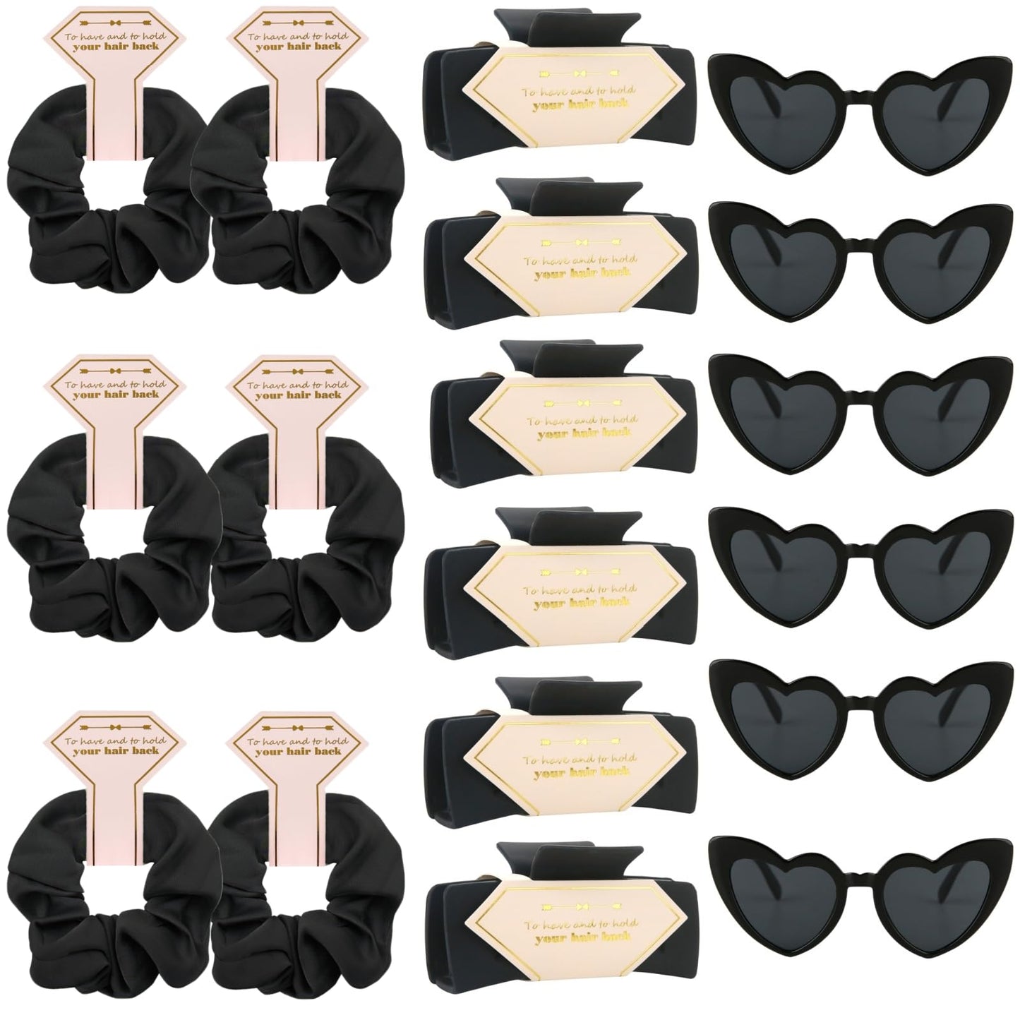 Tethzeng Bridesmaid Scrunchies Proposal Gifts Bachelorette Hair Claws Clips women heart sunglasses for Wedding Party Favors (40pcs White&pink)