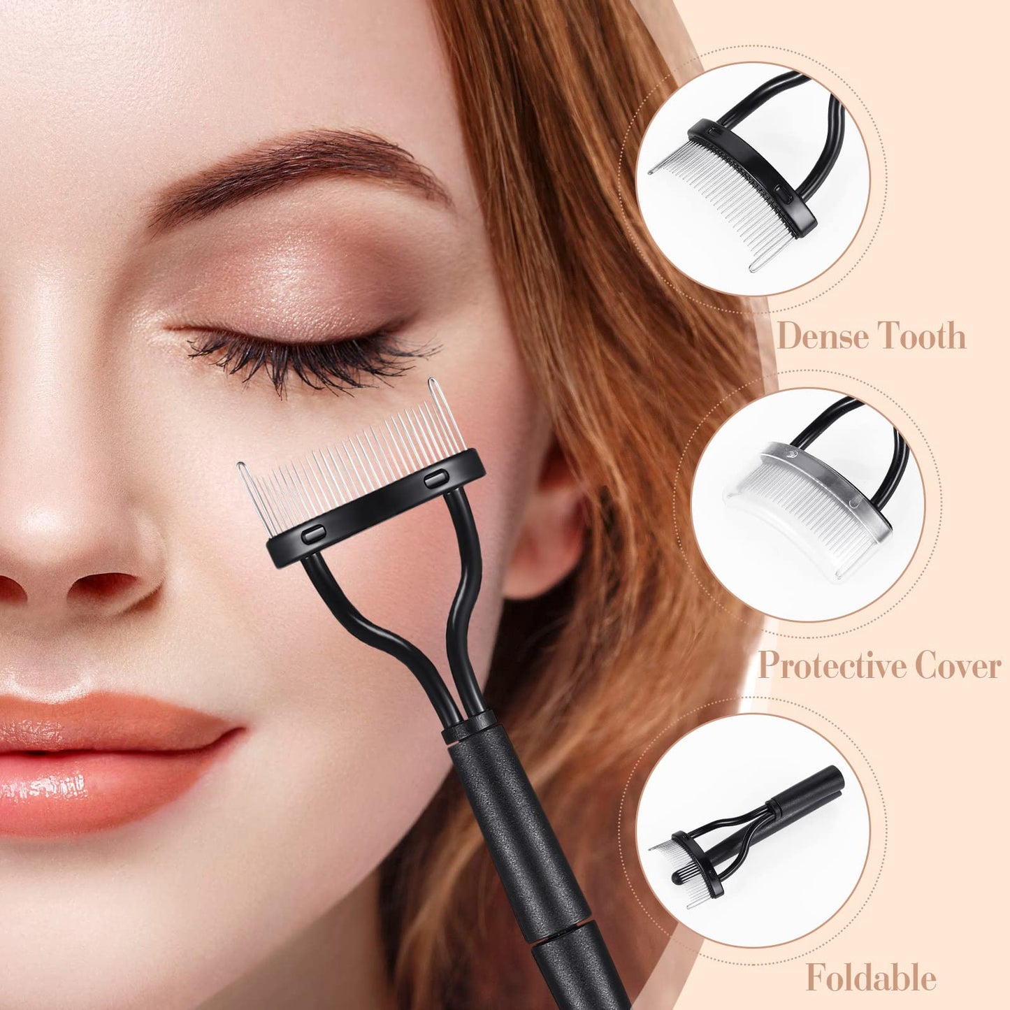 Perthlin Eyelash Curlers with Comb Eyebrow Brush Kit for Women Lash Curler Eyelash Comb Seperator Mascara Brushes Eyebrow Brush and Comb Silicone Refills Pads