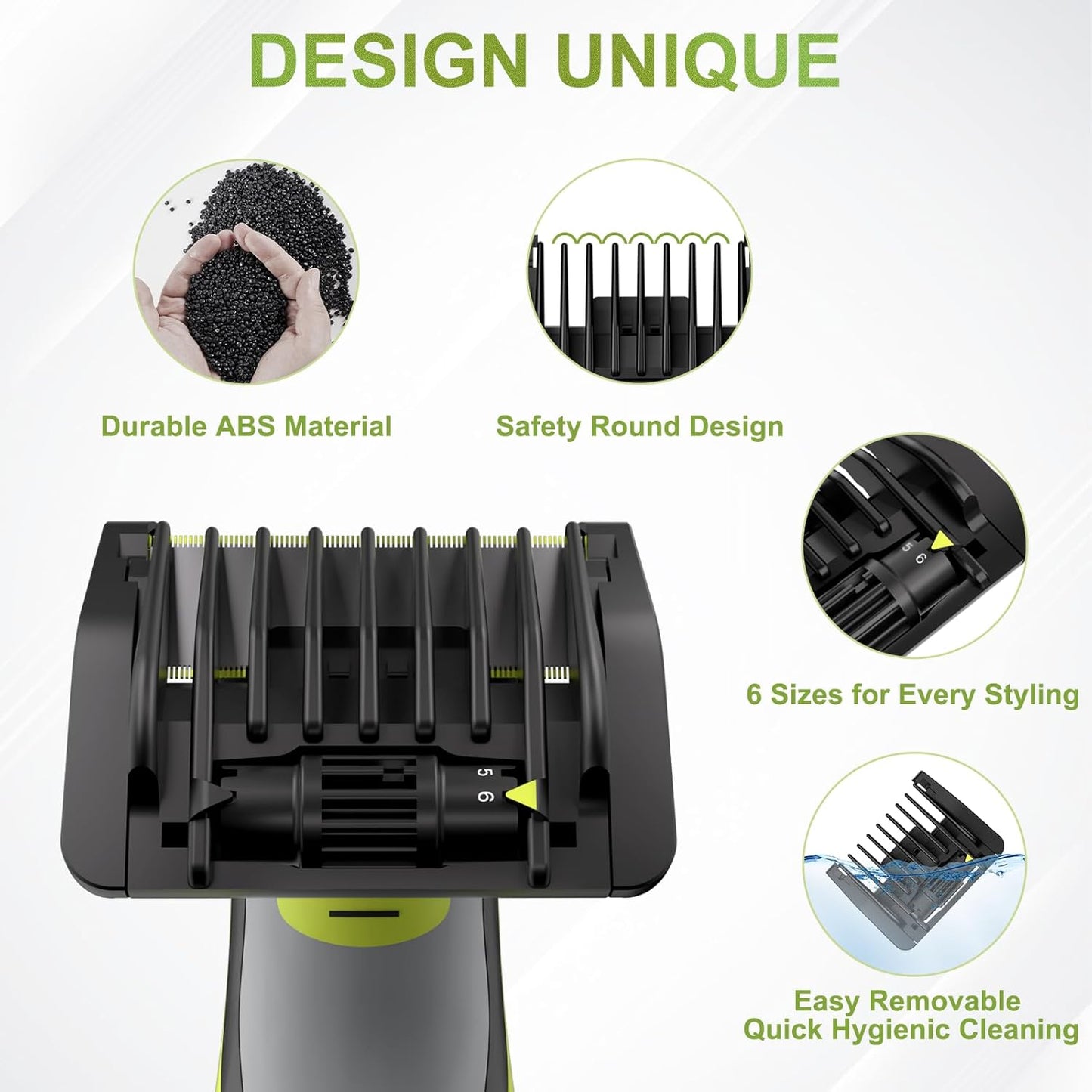Adjustable 6-in-1 Trimmer Guards | Compatible with QP2520-QP6510 | 6 Length Settings 1-6mm