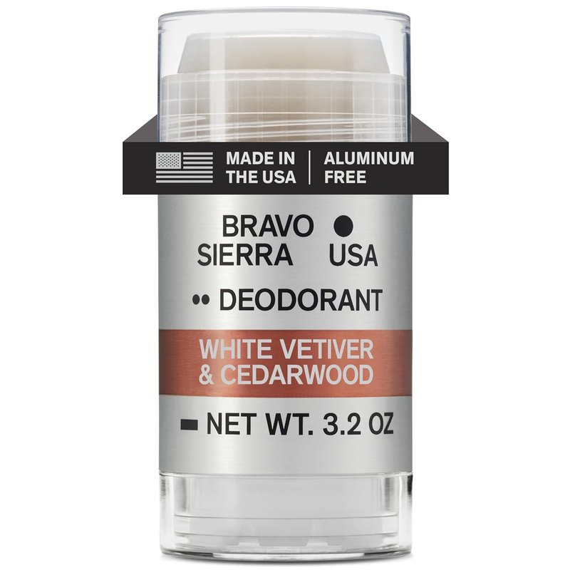 Bravo Sierra Aluminum-Free Deodorant for Men | Natural Ingredients for All-Day Odor & Sweat Protection - White Vetiver & Cedarwood, 3.2 oz