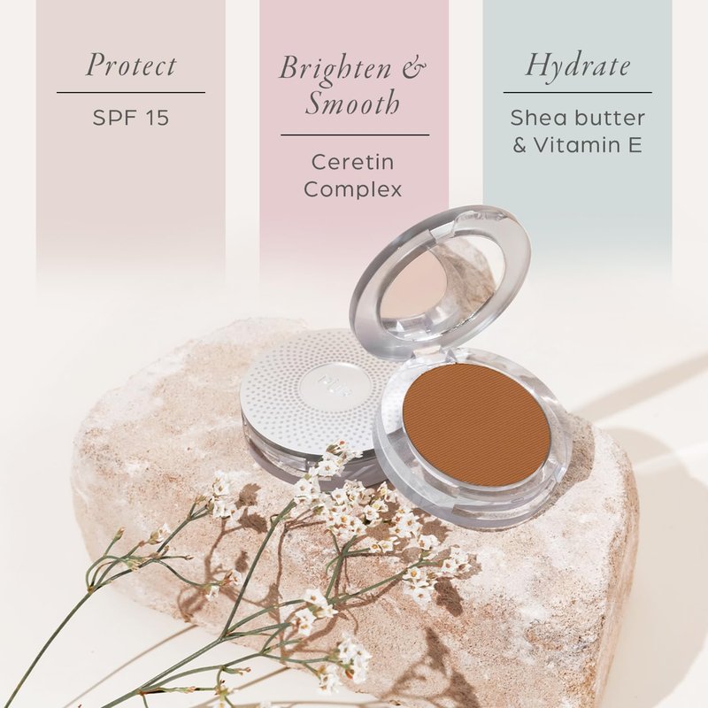PUR Beauty 4-in-1 Pressed Mineral Makeup Powder Foundation with SPF 15 - Concealer & Finishing Compact Pressed Powder for Face - Buildable Medium to Full Coverage Foundation Powder (Cinnamon)