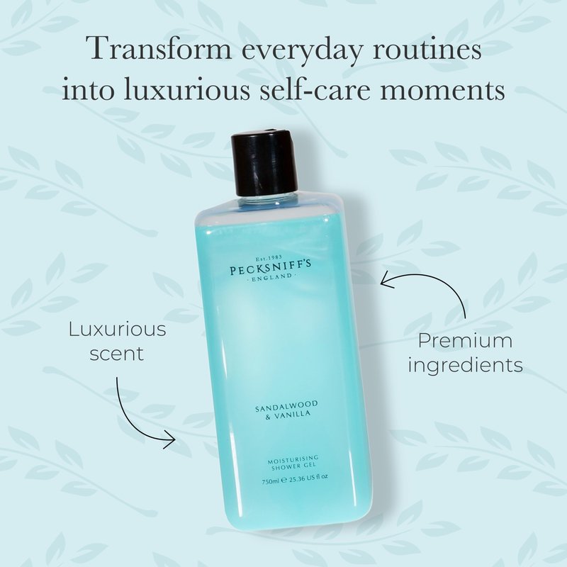 Pecksniff's Sandalwood & Vanilla Moisturizing Shower Gel | 750ml / 25.36 Fl Oz