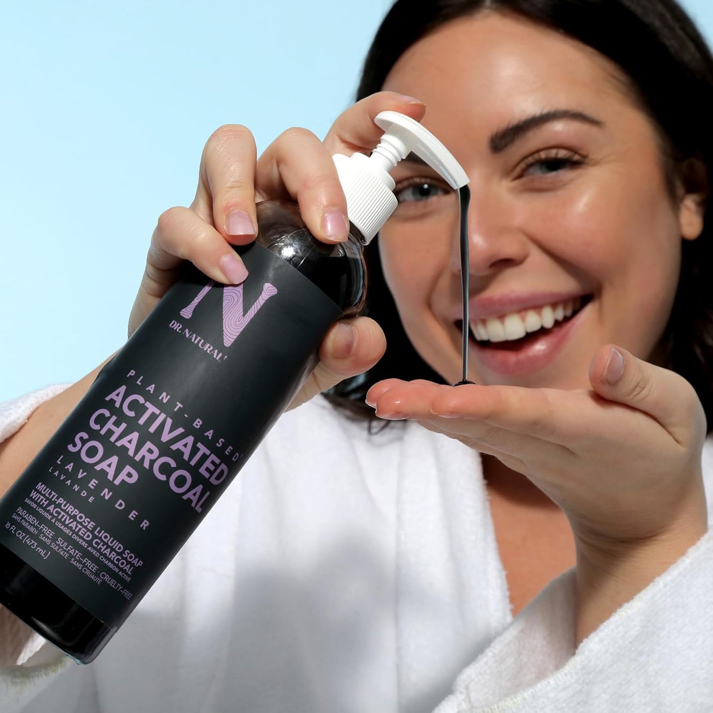 Activated Charcoal Liquid Soap - Deep Cleansing Anti-Acne Body Wash - Gentle Lavender Formula | 16 oz (Pack of 2)