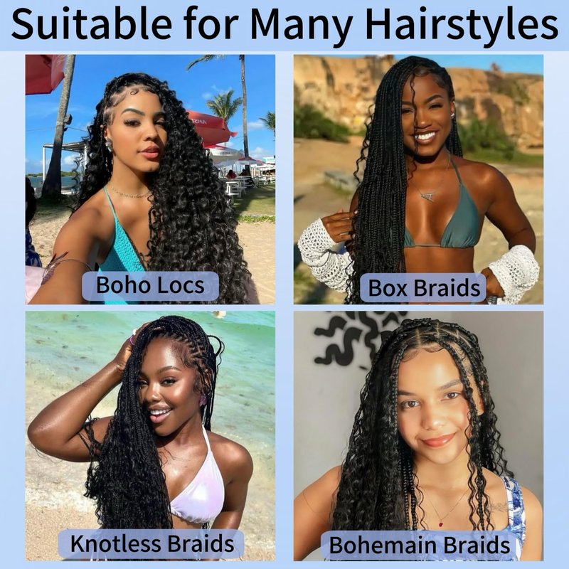 Human Braiding Hair - 16 Inch Water Wave Bulk Braiding Extensions | 100% Human Hair, Curly, Natural Color, 2 Bundles