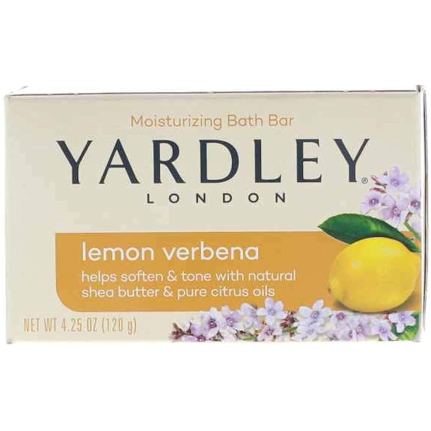 Yardley London Lemon Verbena with Shea Butter & Pure Citrus Oil Moisturizing Bar 4.25 ozr (Pack of 10)