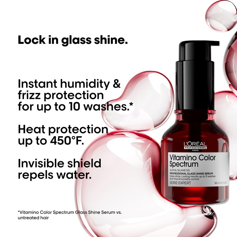 L'Oréal Professionnel Paris Vitamino Color Spectrum Glass Shine Serum - Instant Glass Hair Shine, Protects Color Treated Hair, Heat Protection Up to 450°F, Vibrant Colors Up to 100 Days, Anti-Frizz