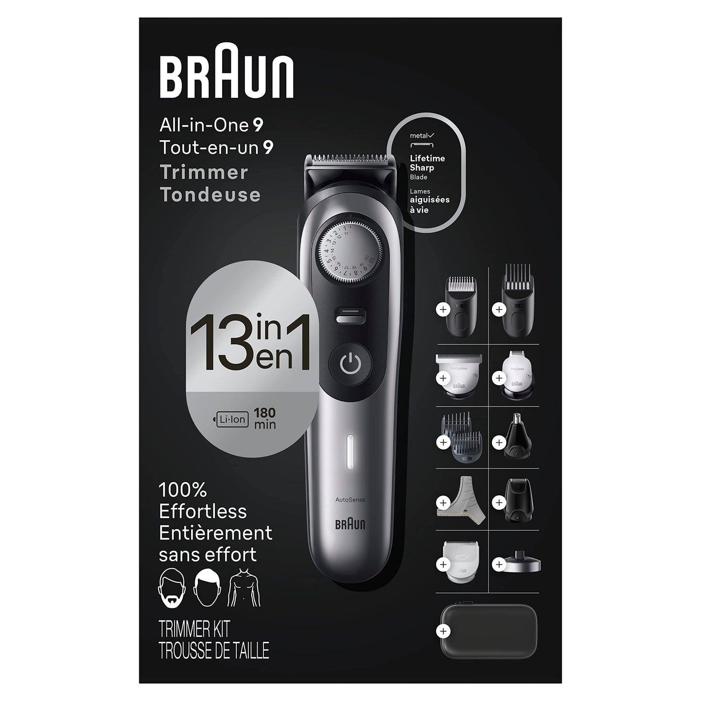 Braun Series 9 All-in-One Multi Grooming Kit for Men, 13-in-1 Beard Trimmer, Body Groomer, Hair Clipper and Manscaping for Face & Body, 9440