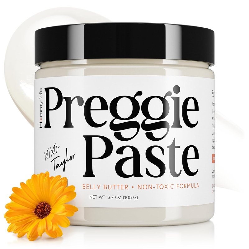 Preggie Paste Belly Butter - Stretch Mark Cream for Pregnancy & Postpartum | Non-Toxic Moisturizer with Manuka Honey & Vitamin E - 3.7oz