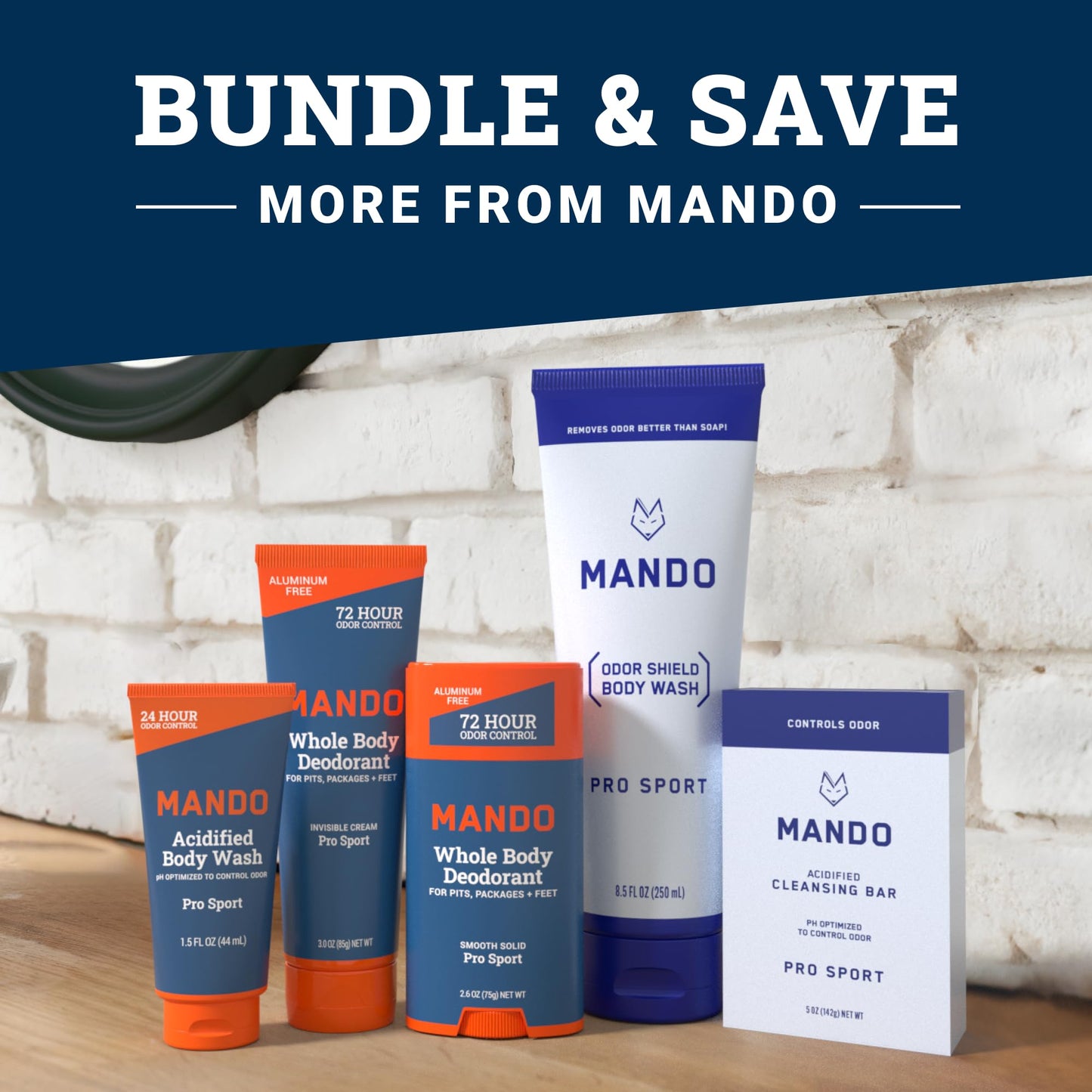 Mando Odor Shield Body Wash - 24 Hour Control - Removes Odor Better than Soap - SLS Free, Paraben Free, Skin Safe - 8.5 Ounce (Pack of 2) (Pro Sport)