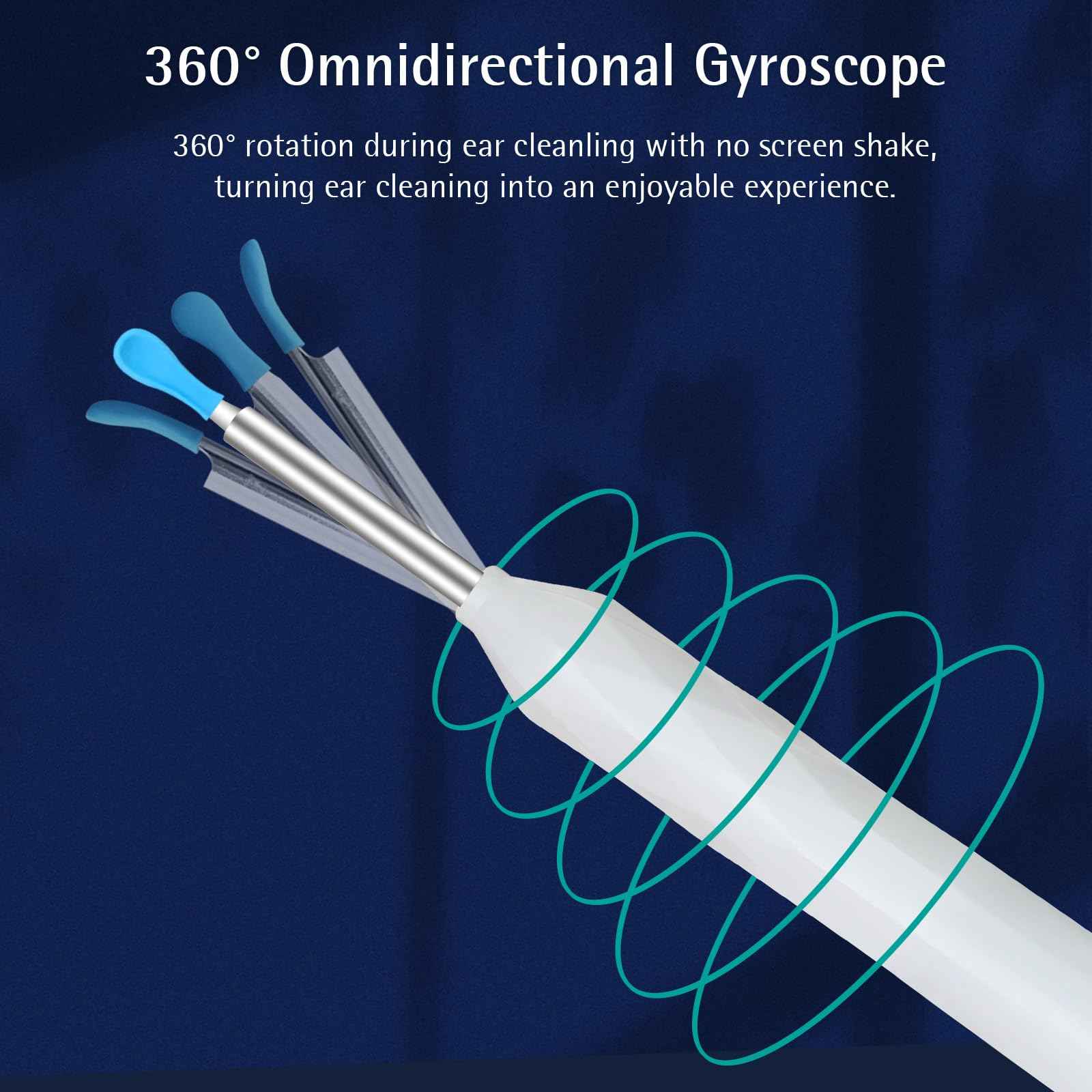 Ear Wax Removal, Ear Wax Removal Tool Camera with 1440P, Ear Cleaner with Camera and 7 Pcs Ear Set, Earwax Removal Kit with 6 Led Lights for iPhone, IPad, Android Phones (White)