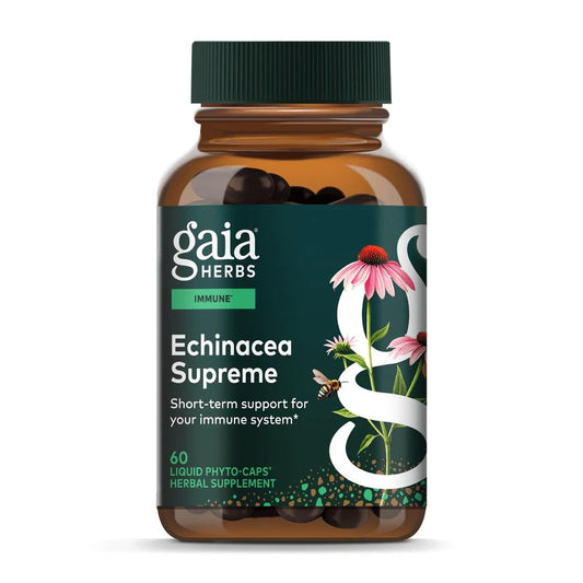 Gaia Herbs Echinacea Supreme - Immune Support Supplement - Echinacea Purpurea & Angustifolia Blend to Support Immune System* - 60 Vegan Liquid Phyto-Caps (30 Servings)