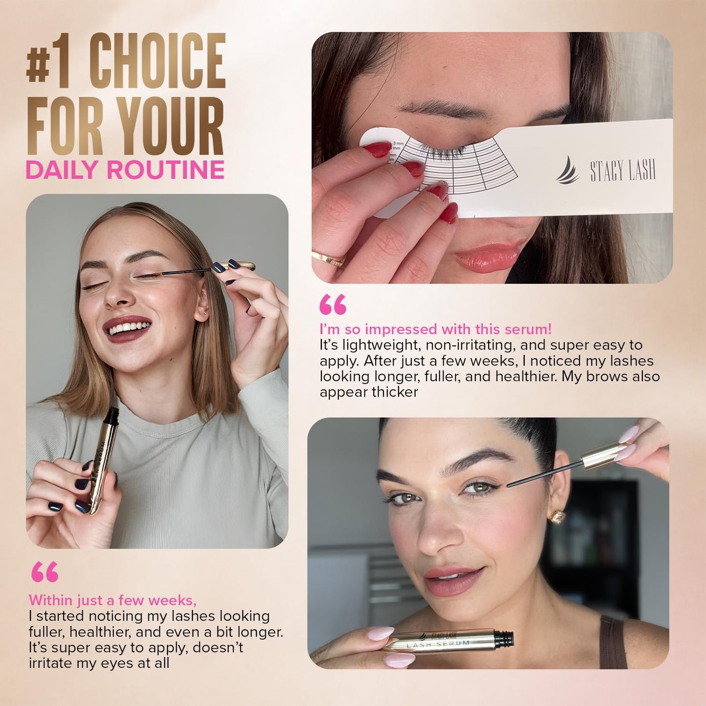 Stacy Lash Korean Lash Serum for Eyelash Growth (0.17fl.oz / 5ml) | Thickness and Growth Serum | Eyebrow & Eyelash Enhancing Serum for Natural Lashes & Brows