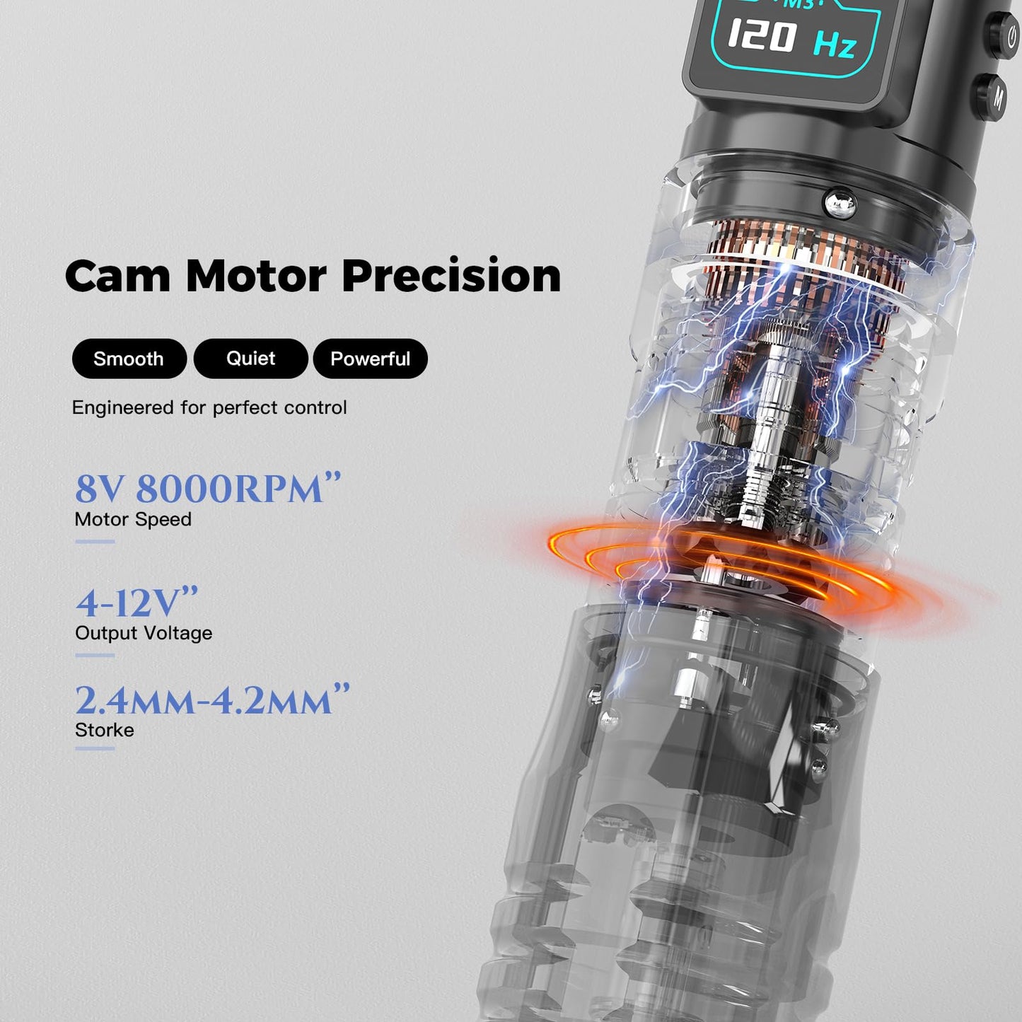 Wormhole 2300mAh Battery and 7 Adjustable Stroke Tattoo Gun for Artists, Aluminum Alloy Wireless Tattoo Machine, Lightweight Compact Rotary Tattoo Pen Powerful Motor Precision Professional - Black