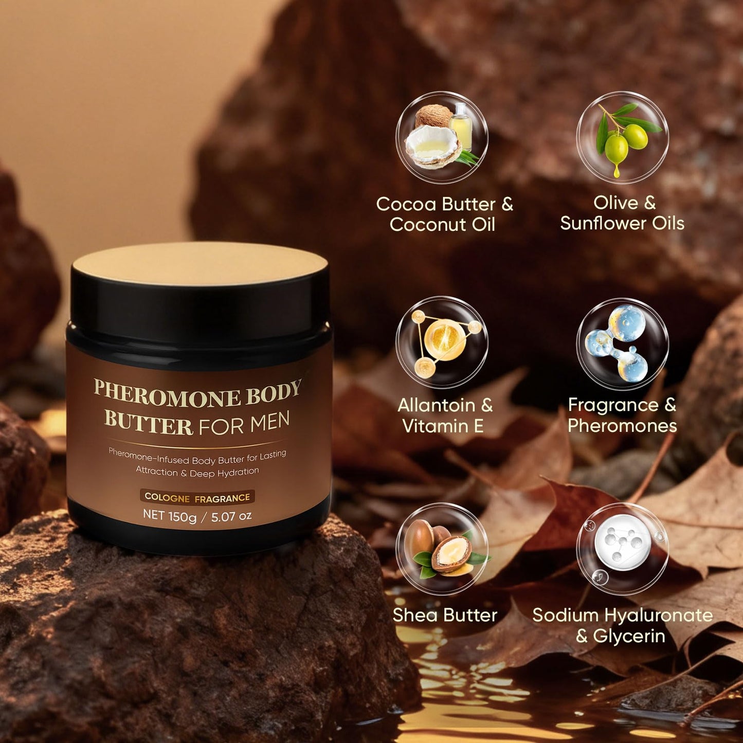 WXDOAU Pheromone Body Butter For Men | Cologned Skin Cream with Shea Butter, Cocoa Butter & Coconut Oil | Moisturizing, Long-Lasting Fragrance, Non-Greasy, Alcohol-Free, Vegan 5oz