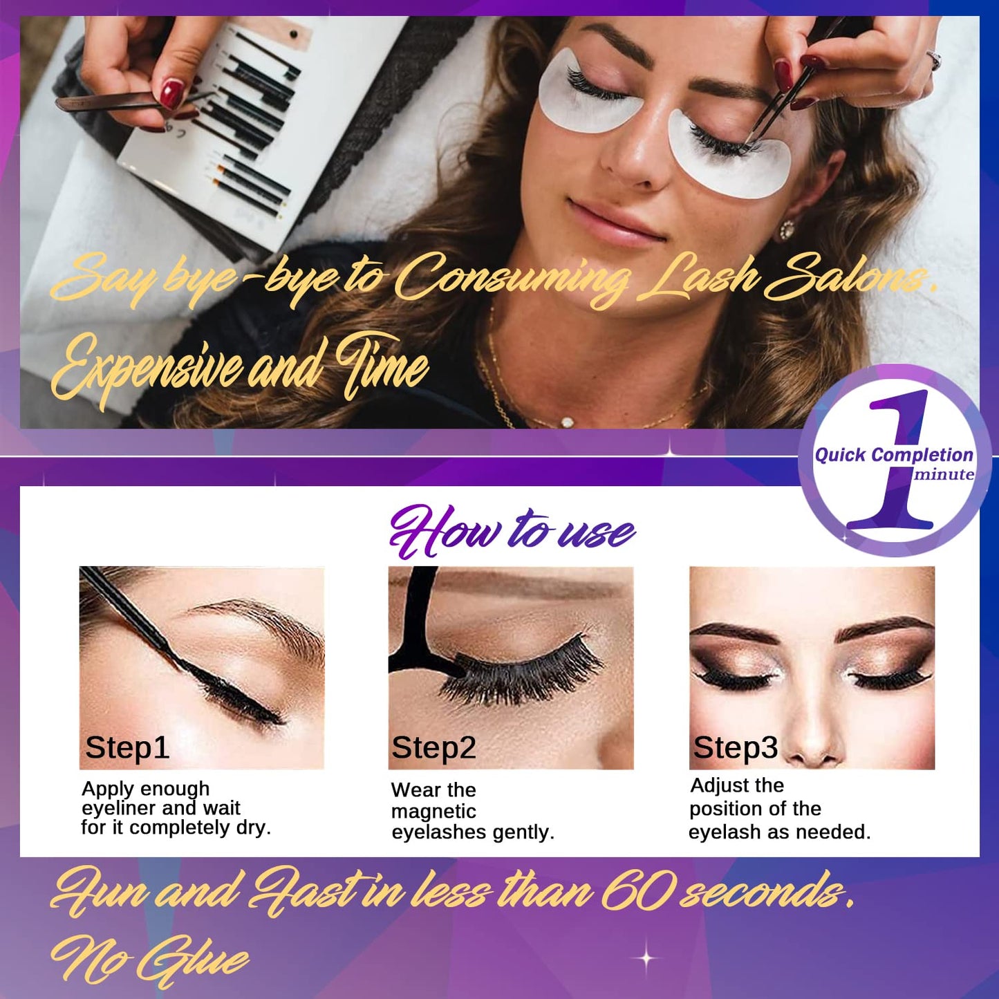 Magnetic Eyelashes Kit - Natural Look Wispy Cat Eye Lashes | 10 Pairs, Reusable, Vegan & Cruelty-Free