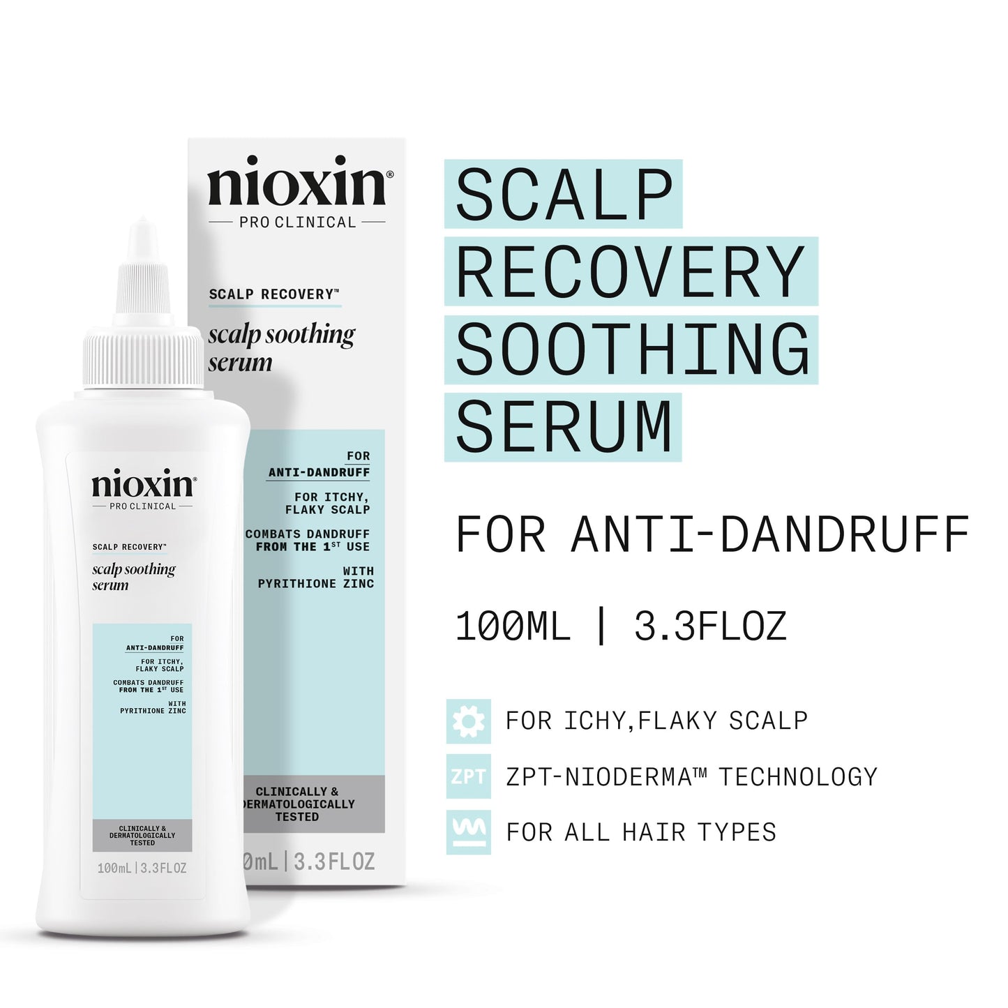 Nioxin Scalp Recovery System Scalp Soothing Serum | With Pyrithione Zinc and Green Tea Extracts | 3.38 Fl Oz