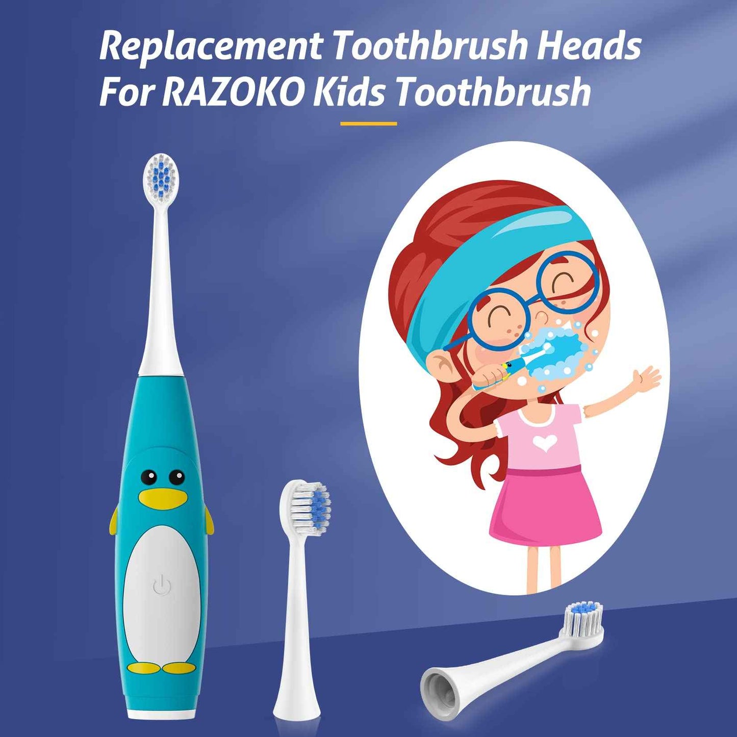Replacement Toothbrush Heads for Razoko Kids Toothbrush 6 Pack