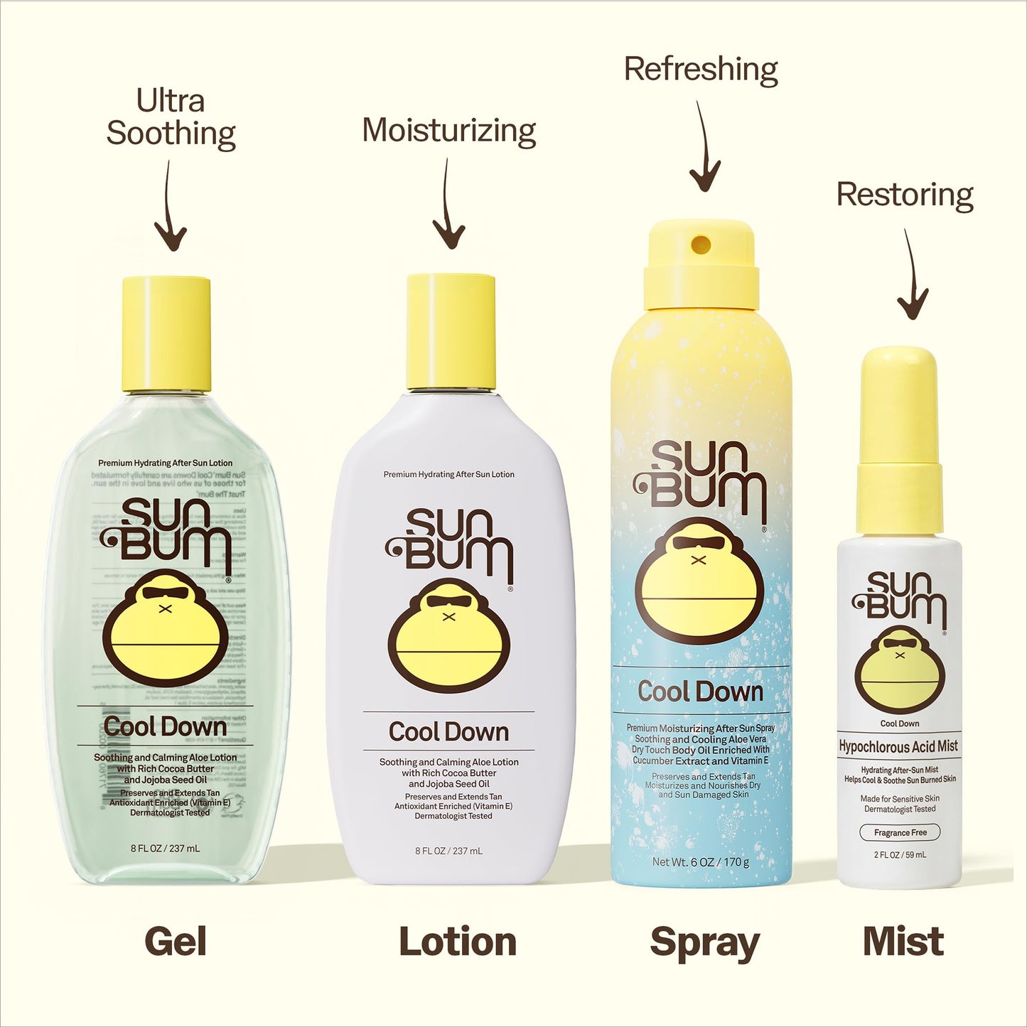Sun Bum Cool Down Aloe Vera Lotion - Vegan After Sun Care with Cocoa Butter to Soothe and Hydrate Sunburn - Travel Size - 3 oz