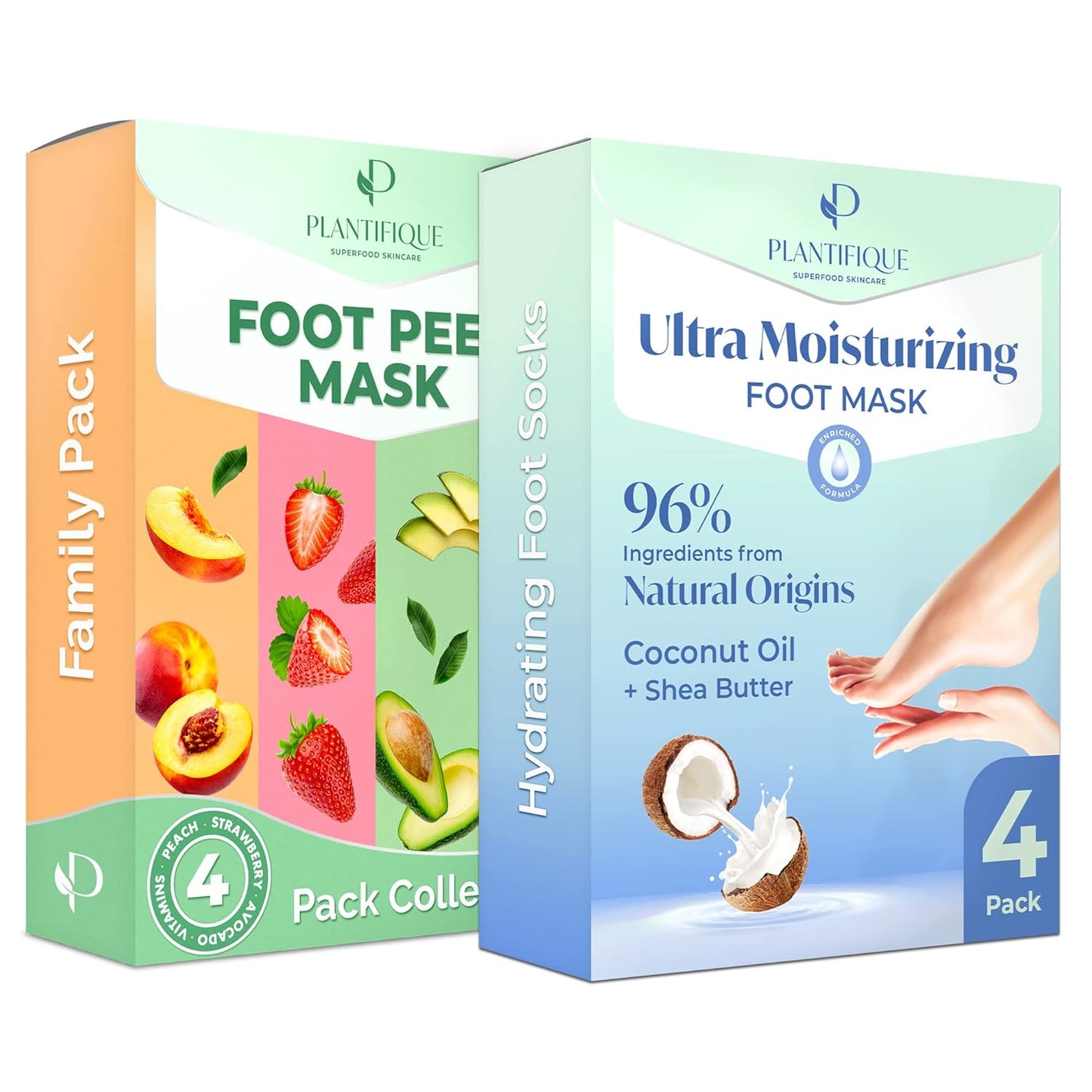 Foot Peeling Mask - Hydrating Treatment for Dry & Cracked Feet | 4 Pack