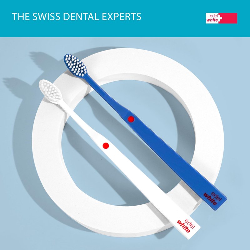 edel+white Ultra-Soft Swiss-Made Toothbrush for Adults – Extra Soft for Sensitive Gums – Super Soft Bristle Design