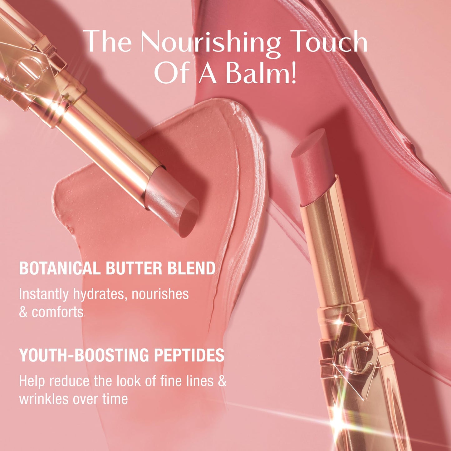 Charlotte Tilbury Pillow Talk Blush Balm Lip Tint - Long-Lasting, Buildable Sheer Tint with Peptides for Hydrated, Blushed Looking Lips - 24 HR Hydration - Pillow Talk Medium