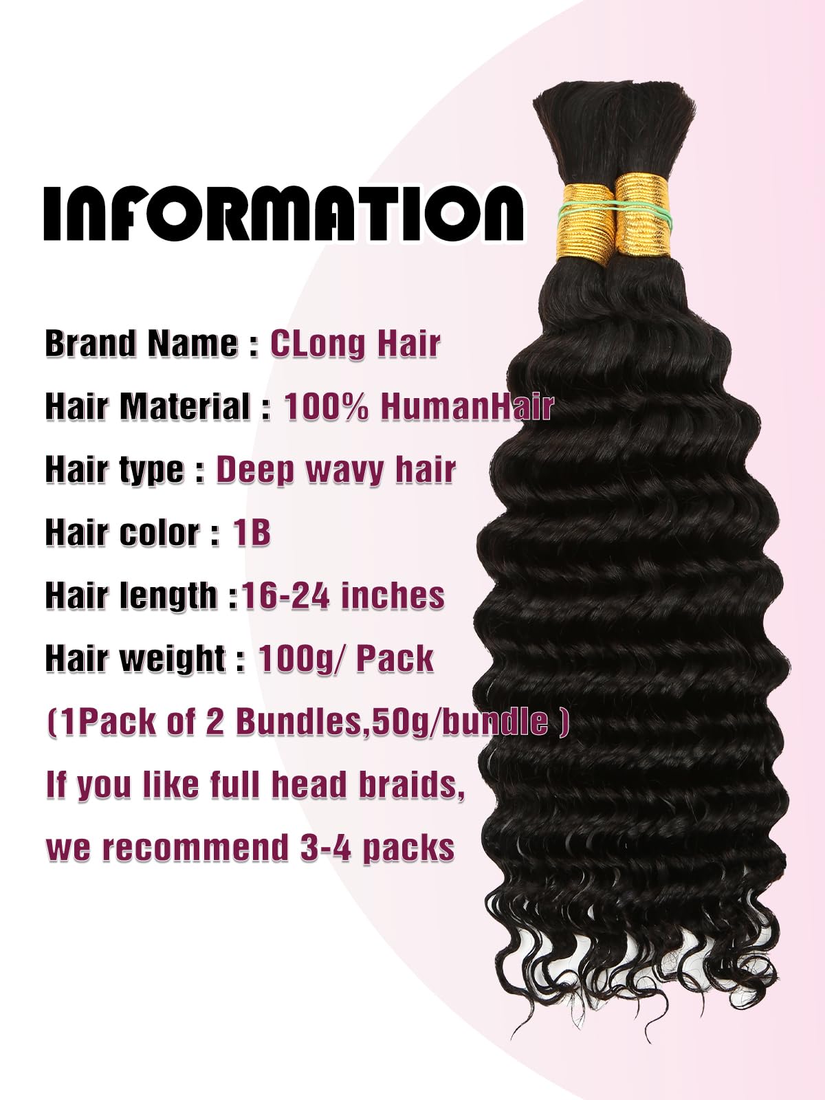 Human Braiding Hair Deep Wave Bulk Human Hair,1B Black No Weft Curly Braiding Hair Extensions for Boho Braids Wet and Wavy Braiding Human Hair Bundles(18inch,1B,100g)