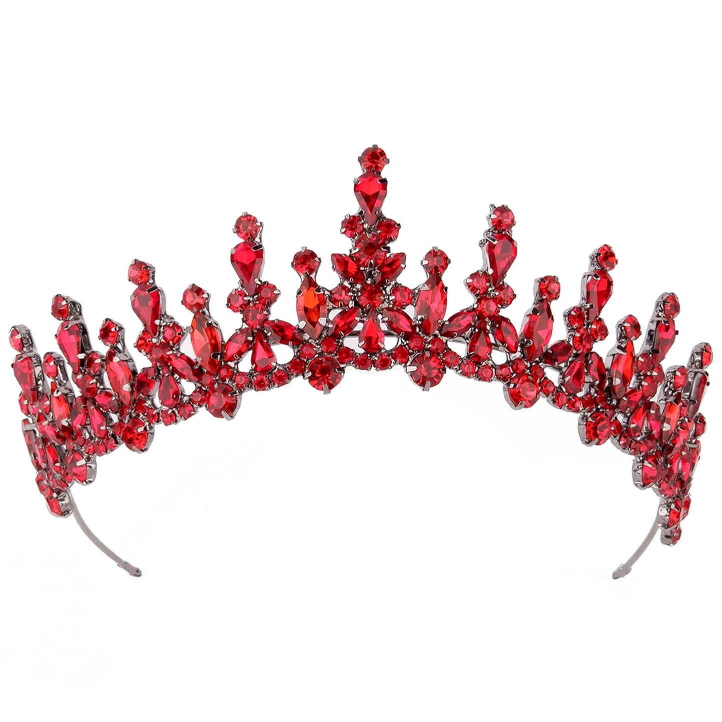 Women's Tiara for Henna Wedding Party - Glitter Hair Accessory | Shiny Red Crown for Bridal, Birthday, Prom, Halloween
