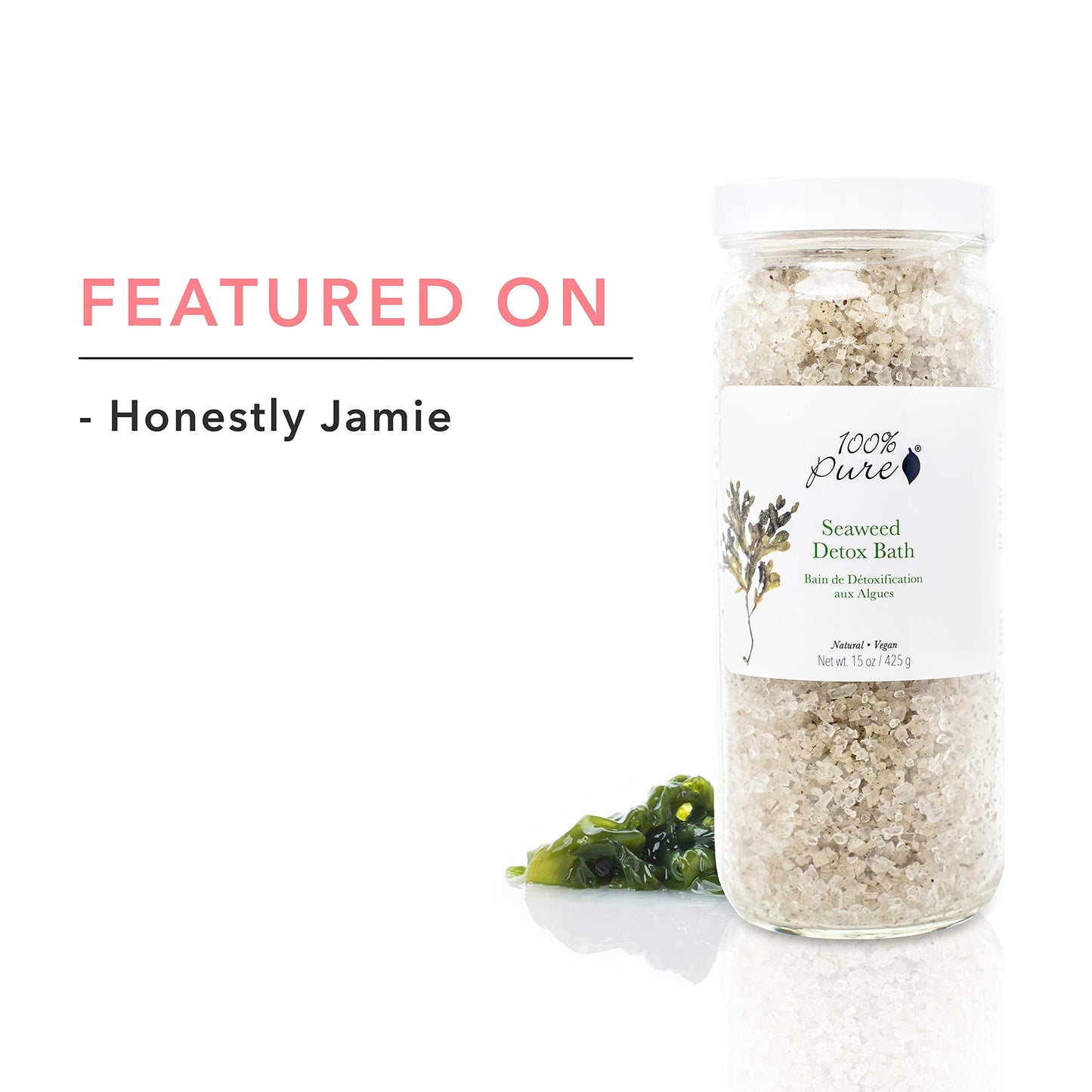 100% PURE Seaweed Detox Bath Soak, Bath Salts for Relaxation, Made with Eucalyptus Essential Oil, Spa Kit for Home, Bath Soak with Essential Oils - 15 Oz