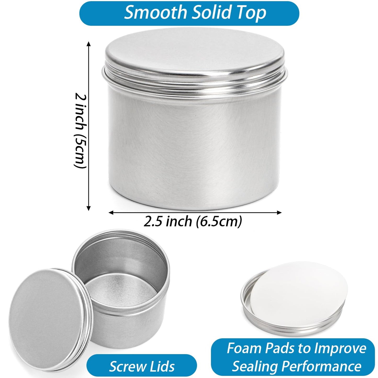 Foraineam 24 Pack 4 oz. Round Tin Cans Hair Wax Cream Lip Balm Cosmetic Sample Container Jars Candle Tea Spice Empty Travel Tins with Screw Lid