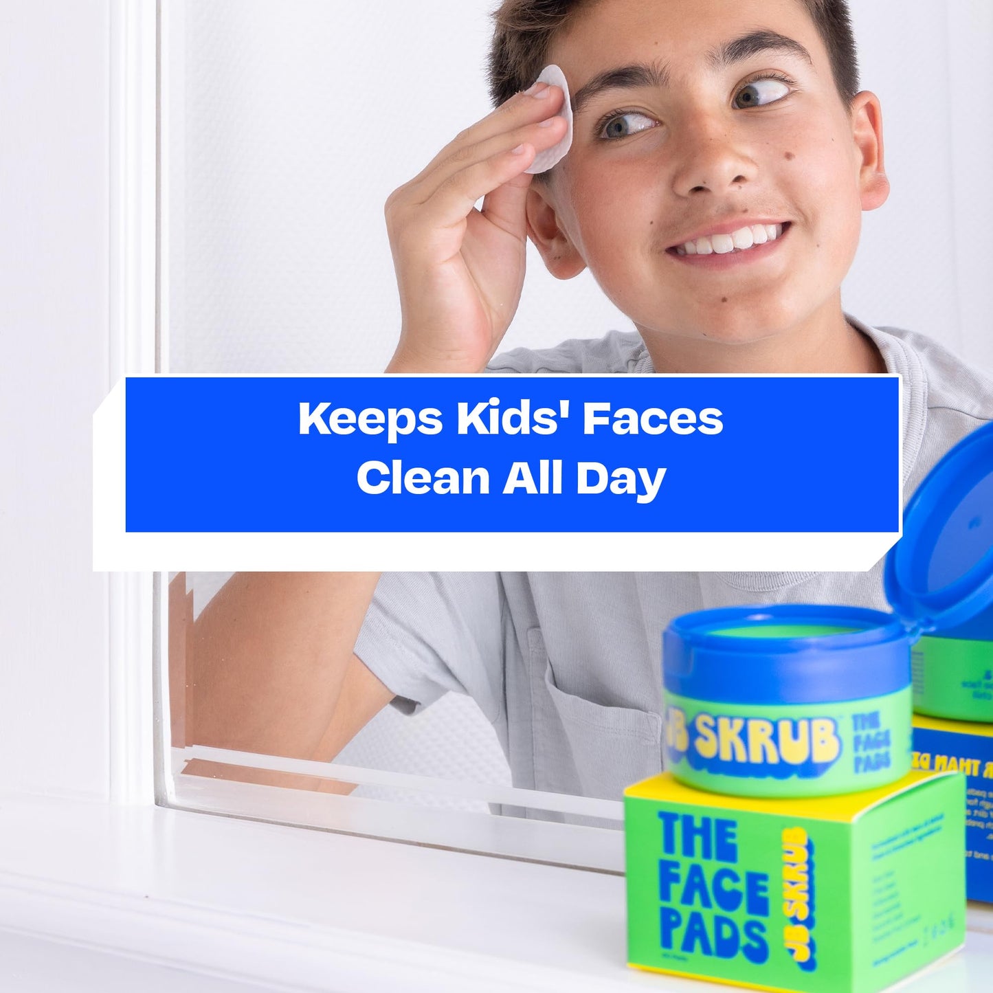 JB SKRUB Boys Face Pads & Wipes for Kids, Tweens & Teens‚ 40-Count Acne Cleansing Pads with Niacinamide & Aloe Vera‚ Single Pack