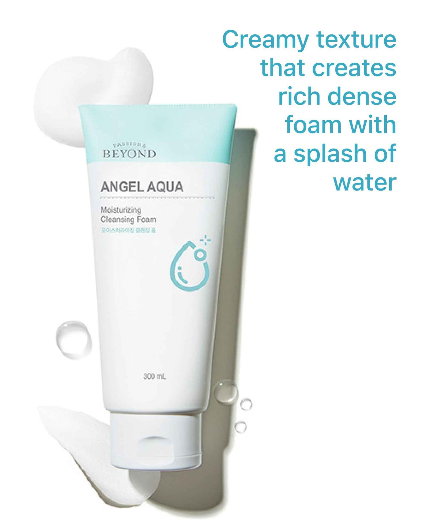 BEYOND Angel Aqua (Cleansing Foam, 10.1fl oz) - Vegan Formula Korean Skin Care. Gentle Hydrating Face Wash, Coconut, Hyaluronic Acid