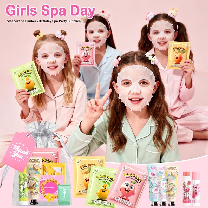 90 PCS Spa Skincare Set for Kids, Spa Party Favors Supplies For Teens 10-12, Include Face Masks,Lip Balm,Hand Cream,Lip Mask,Bulk Gifts,Christmas Stocking Stuffers For Girls Ages 8-12