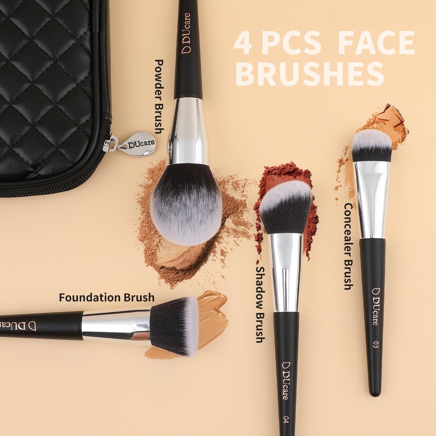 DUcare Travel Makeup Brushes with Bag 10Pcs Makeup Brush set Premium Synthetic Kabuki Foundation Blending Brush Face Powder Blush Concealers Eye Shadows