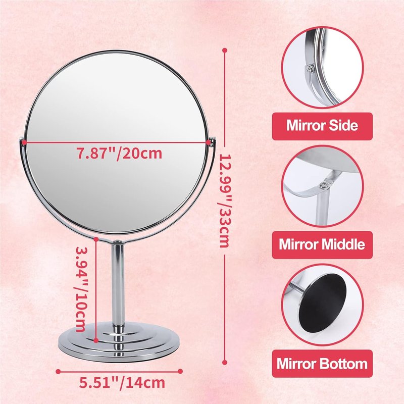 10X Magnifying Makeup Mirror - 8 Inch Double-Sided Swivel Desk Mirror | 1X/10X Magnification for Dresser & Bathroom