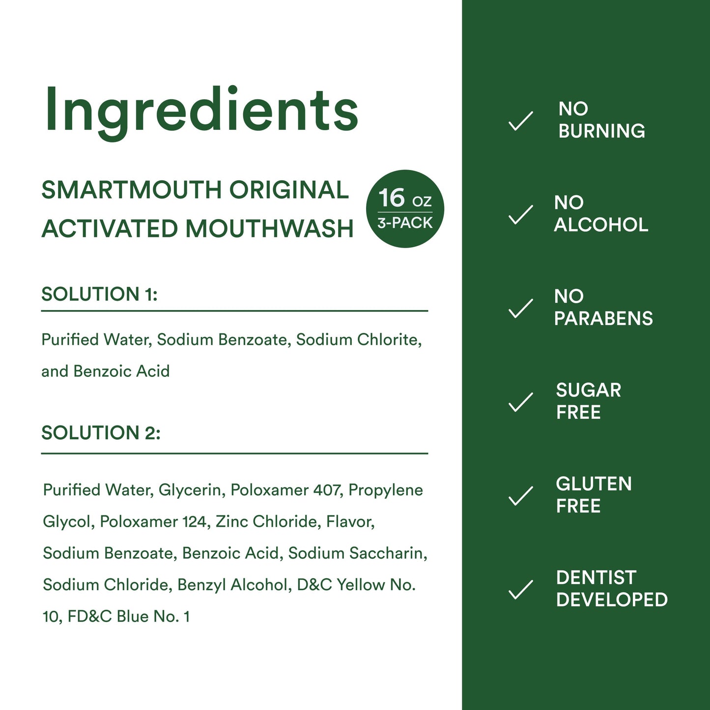 SmartMouth Original Zinc Activated Mouthwash - Instant Fresh Breath Mouthwash - Eliminates Bad Odors and Bad Breath - Alcohol-Free, Sugar-Free, Gluten-Free - Fresh Mint - 16 fl oz - 3 Pack