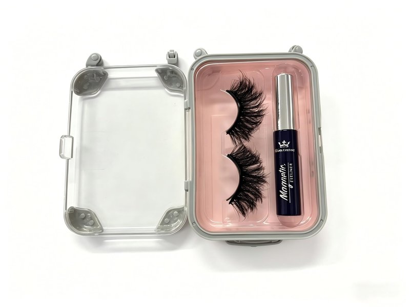 Amzmam Magnetic Eyelashes Natural Look,Magnetic Eyelashes and Eyeliner Kit,Natural Magnetic Lashes,Waterproof, Long Lasting, Easy Apply. (Black-4)
