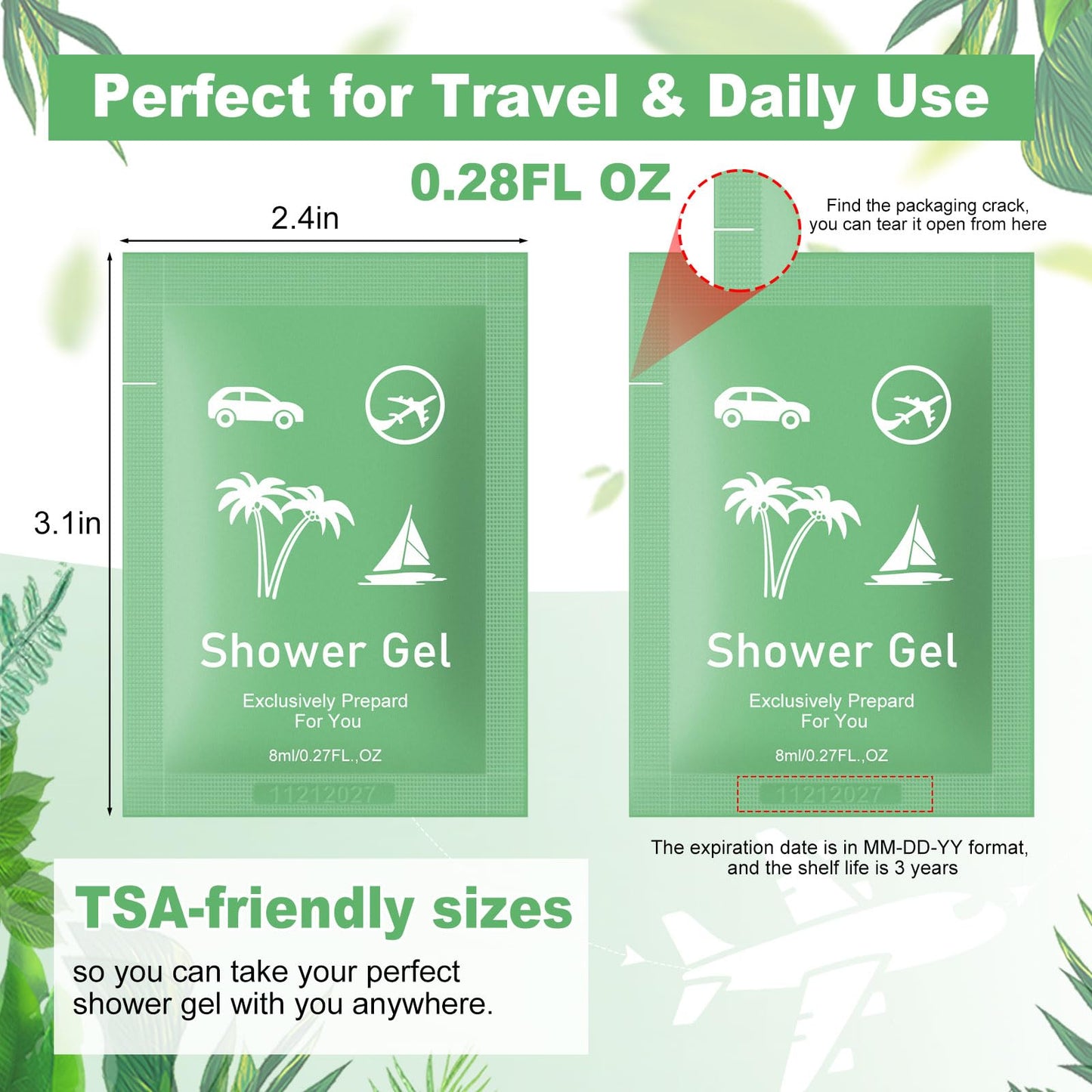 fafortune Travel Size Body Wash Bulk,Verbena Scent,0.28 fl oz (8ml) Small Size Mini body wash,Hotel Supplies Bulk for Guests Airbnbs Homes Resorts Offices and Gyms (pack of 200, verbena)