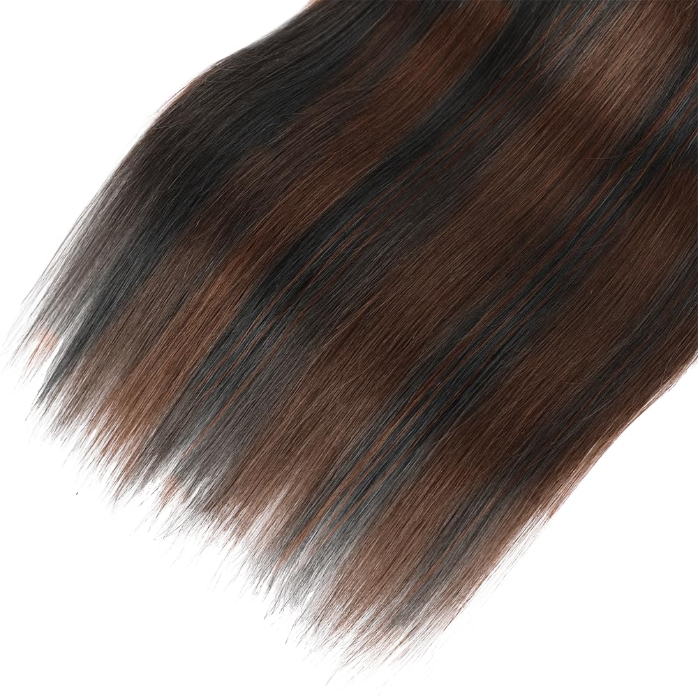 Straight Human Hair Bundle - Ombre Brown Two-Tone 18 Inch Extensions | Breezy Color Mix