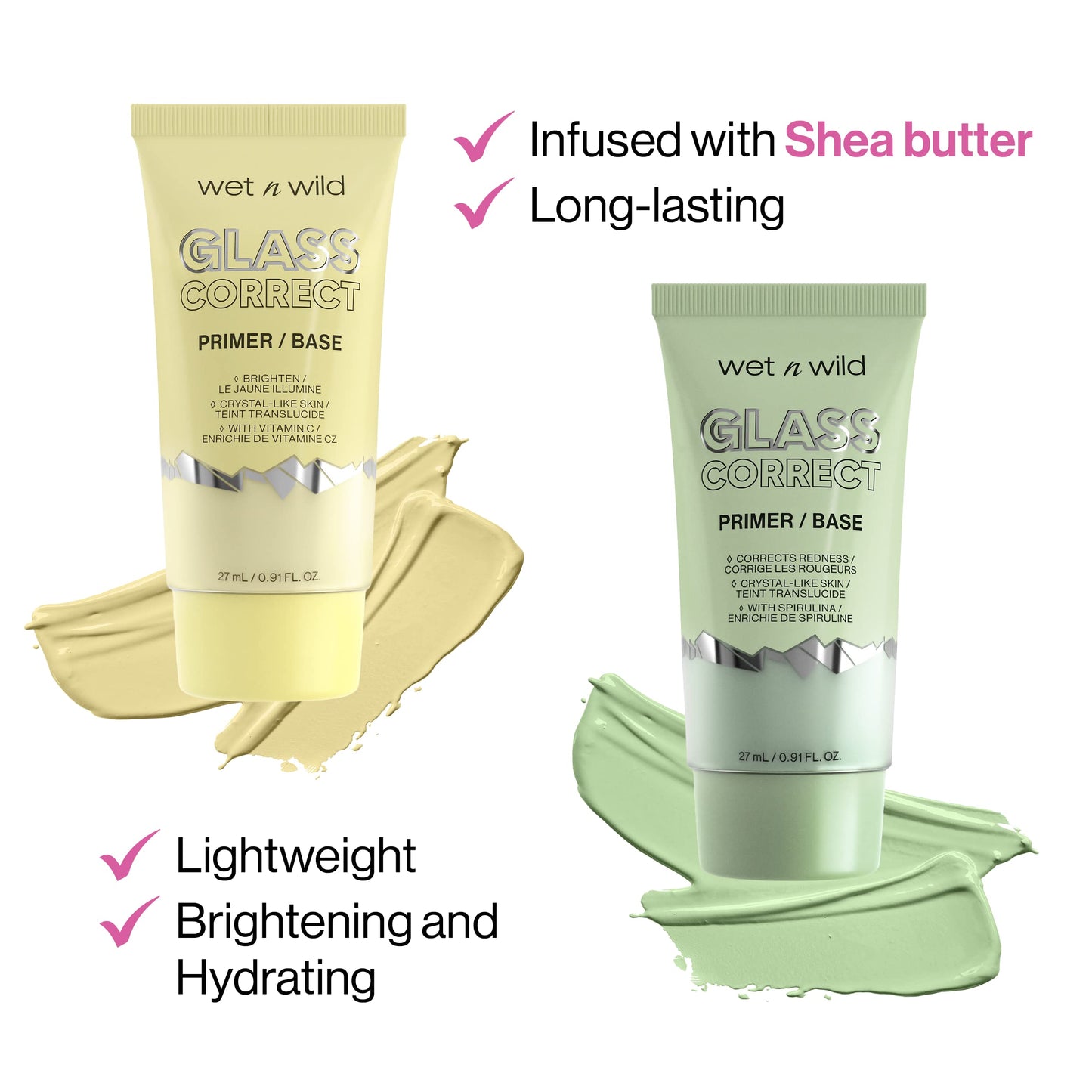 wet n wild Prime Focus Glass Skin Correct Primer, Bright Crystal Finish, Yellow (Pack of 2)