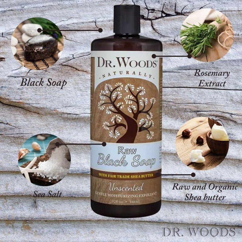 Dr.woods Dr Woods Liquid Raw Black Soap With Fair Trade Shea Butter, Unscented, 32 Oz