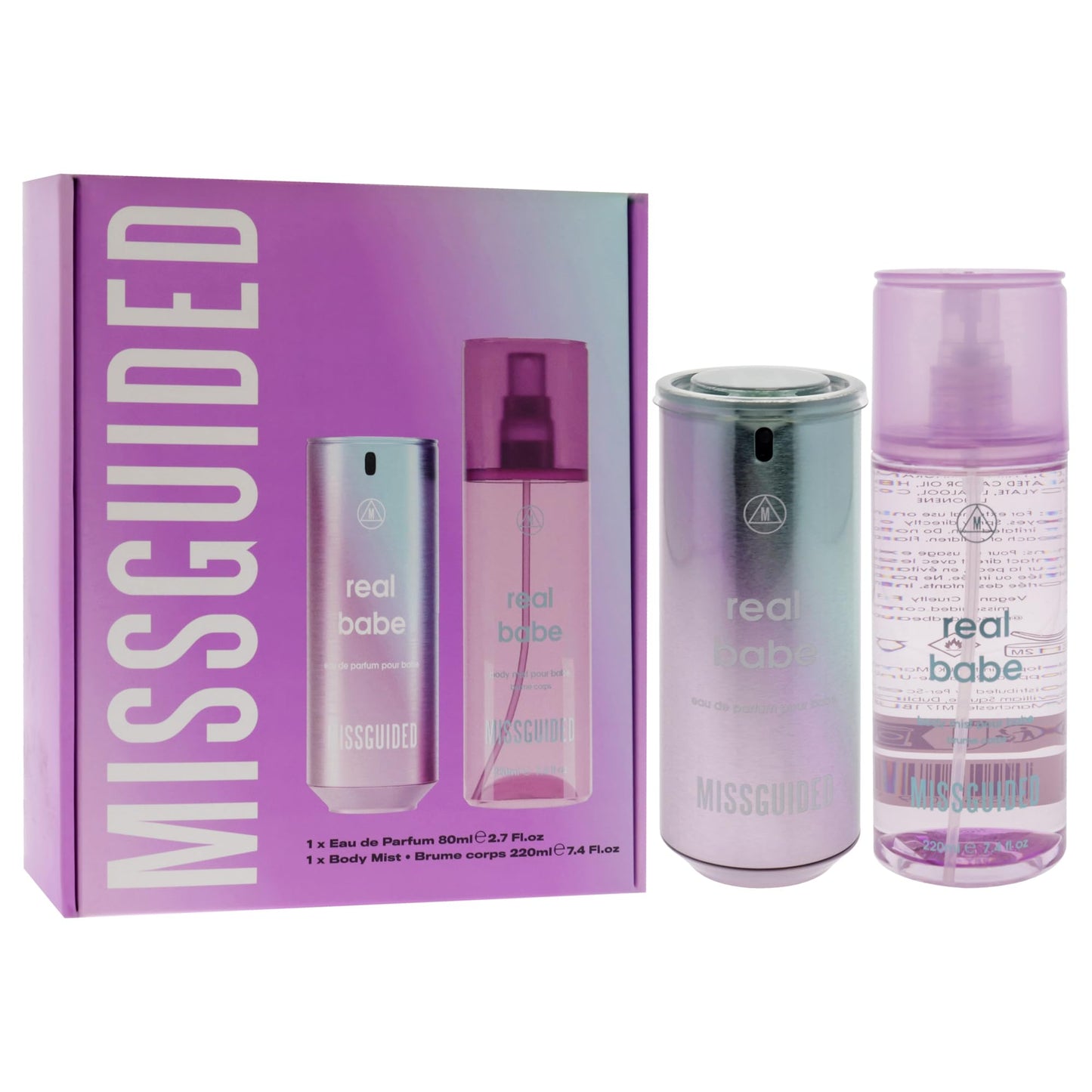 MISSGUIDED Real Babe for Women - 2 Pc Gift Set 2.7oz EDP Spray, 7.4oz Body Mist