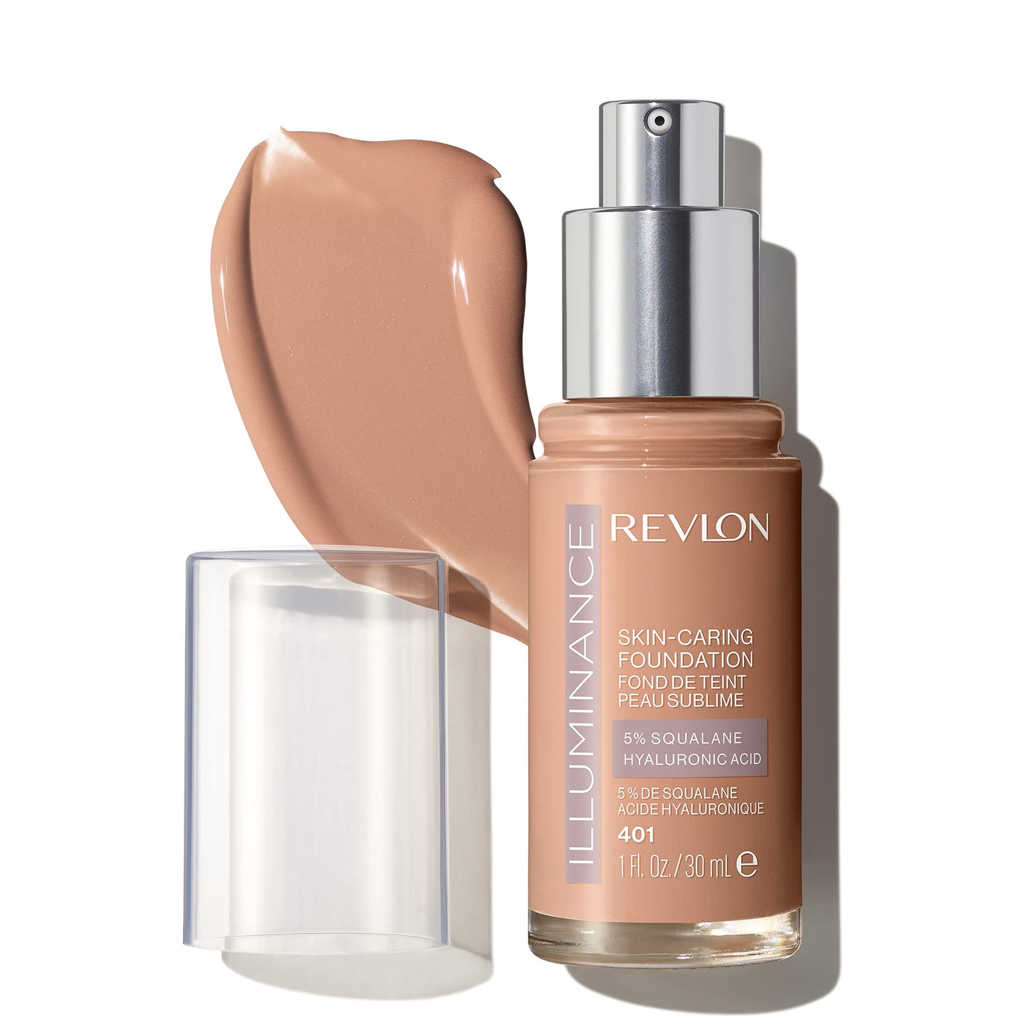 Revlon Illuminance Skin-Caring Liquid Foundation, Hyaluronic Acid, Hydrating and Nourishing Formula with Medium Coverage, 401 Light Coffee, 1 fl oz (Pack of 2)