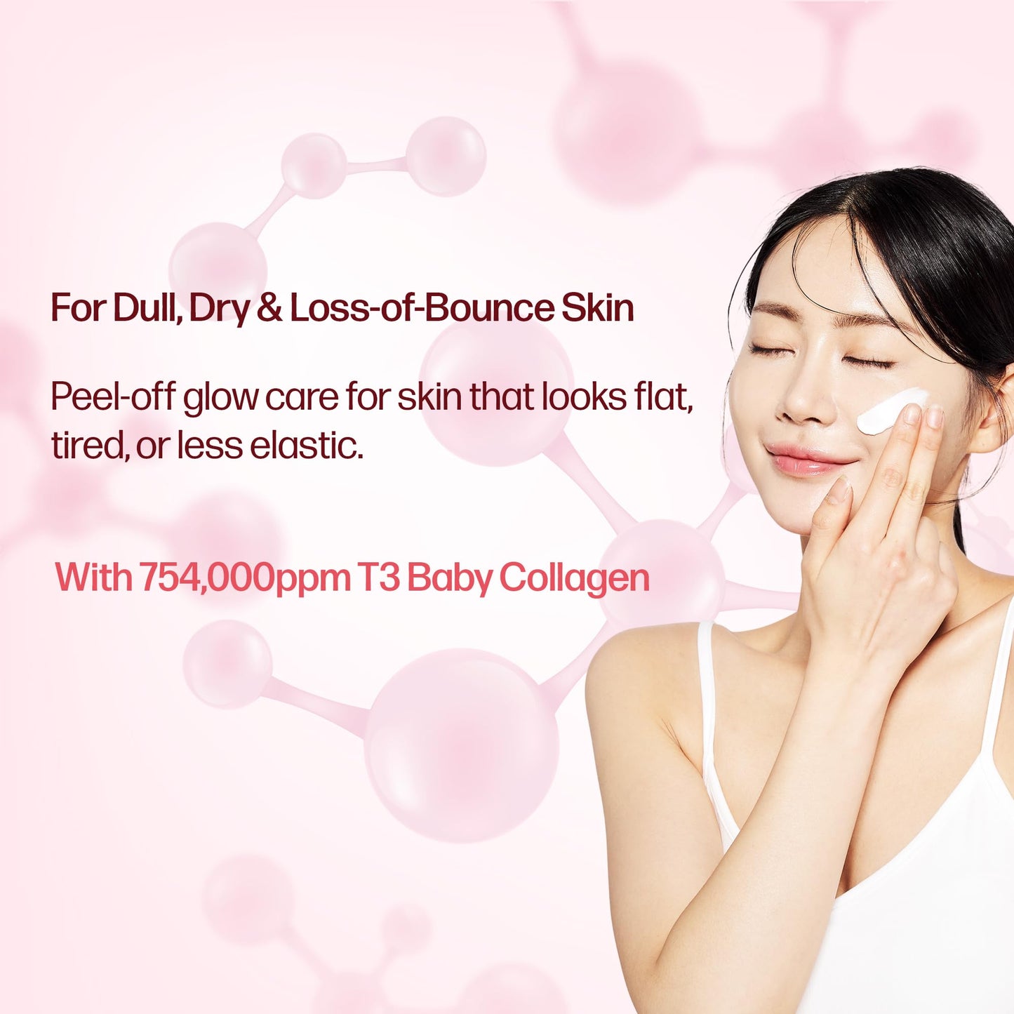 PESTLO Baby Collagen Glow Mask - Korean Peel Off Facial Mask Infused with Reallagen/T3 Vegan Collagen, Aginon, Volufiline for Hydrating, Firming, Glow, Glass Skin | Optional Overnight Use, 1.69 fl.oz