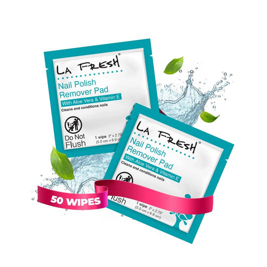 La Fresh Nail Polish Remover Wet Wipes with Lavender, Aloe Vera, and Vitamin E Pack of 50ct Acetone-Infused Pads - Nail Care Travel Essentials