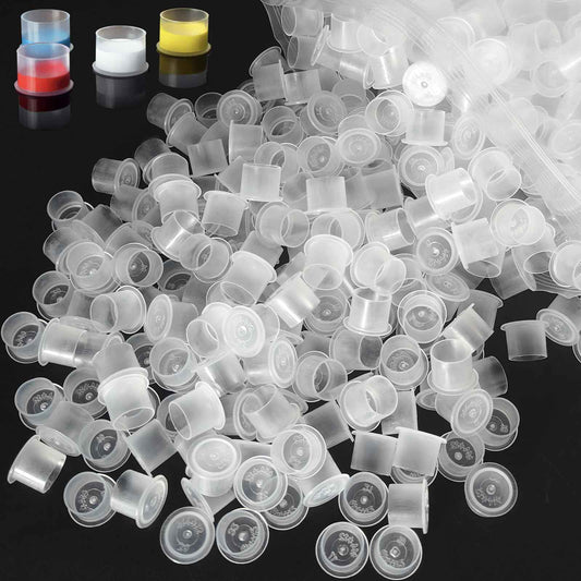 Tattoo Ink Caps - Emalla 1000Pcs Medium Tattoo Ink Cups Disposable Ink Caps with Base #14MM Plastic Tattoo Caps Pigment Container Ink Cups for Tattoo Ink Tattoo Supplies