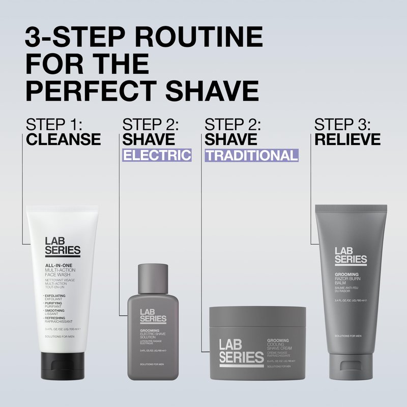 Lab Series Men's Grooming Effortless Pre-Electric Shave Solution - Cools & Refreshes Skin - Skin Care for Men, 3.4 Fl Oz