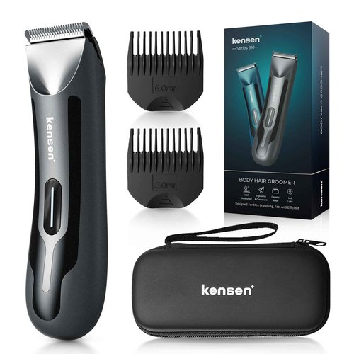 Body Hair Trimmer for Men, kensen Electric Groin Hair Trimmer, Rechargeable Body Groomer, Replaceable Ceramic Blade Heads, IPX7 Waterproof Wet/Dry Clippers, Male Pubic Hair Hygiene Razor