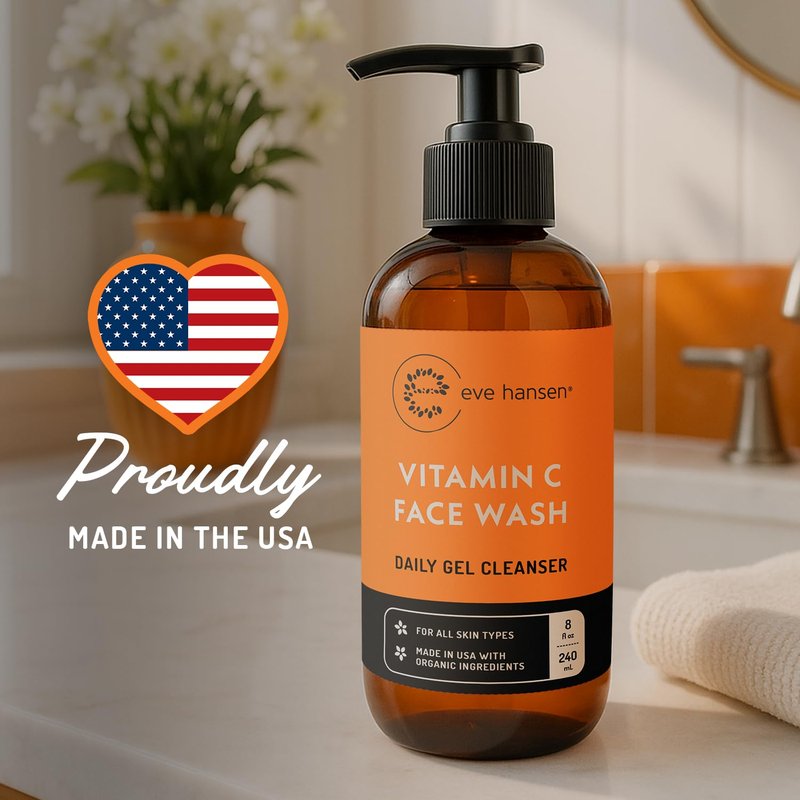 Vitamin C Cleanser | Gentle Facial Cleansing Gel for Uneven Skin Tone - 8 oz with Aloe Vera & Green Tea