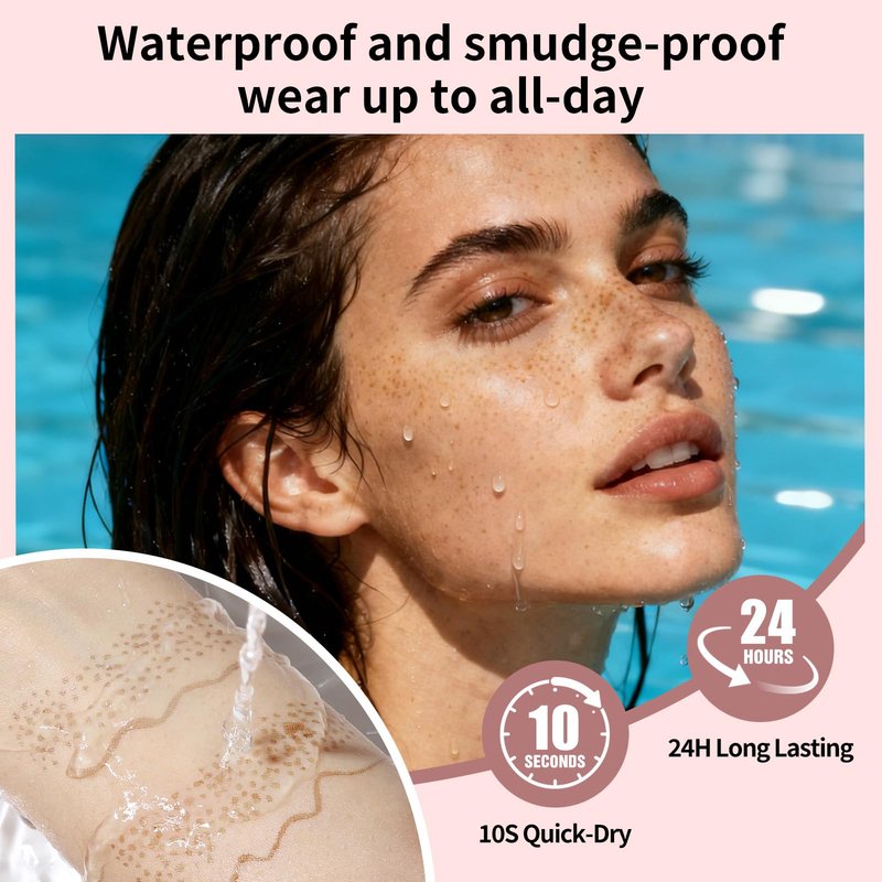 UCANBE 2PCS Dual-Ended Freckle Pen & Freckle Stamp - Precise 15° Curved Tip Makeup Waterproof & Smudge Proof, Long Lasting Faux Freckles Pencils (03 Chestnut)