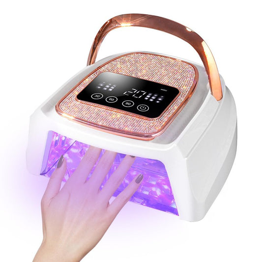 Cordless Rechargeable Nail Lamp 288W, Rechargeable UV Nail Dryer Gel Polish Curing Light with 4 Timers, Knob & Full LCD Display Screen, Magnetic Metal Mirror Base